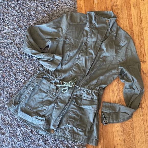 IRIS Army Green Utility Zip Up Jacket Size Small - Picture 2 of 10